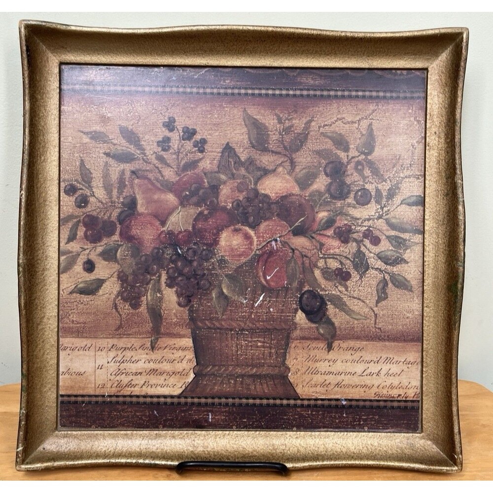 Old World Abundance II Kimberly Poloson Made in Italy Wooden Tray Wall Hanging ?